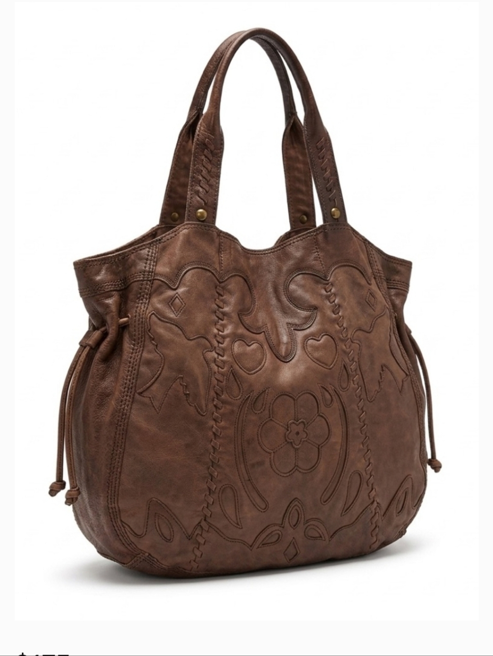 Lucky Brand Dove & Flower Brown Women's Leather Tote Bag